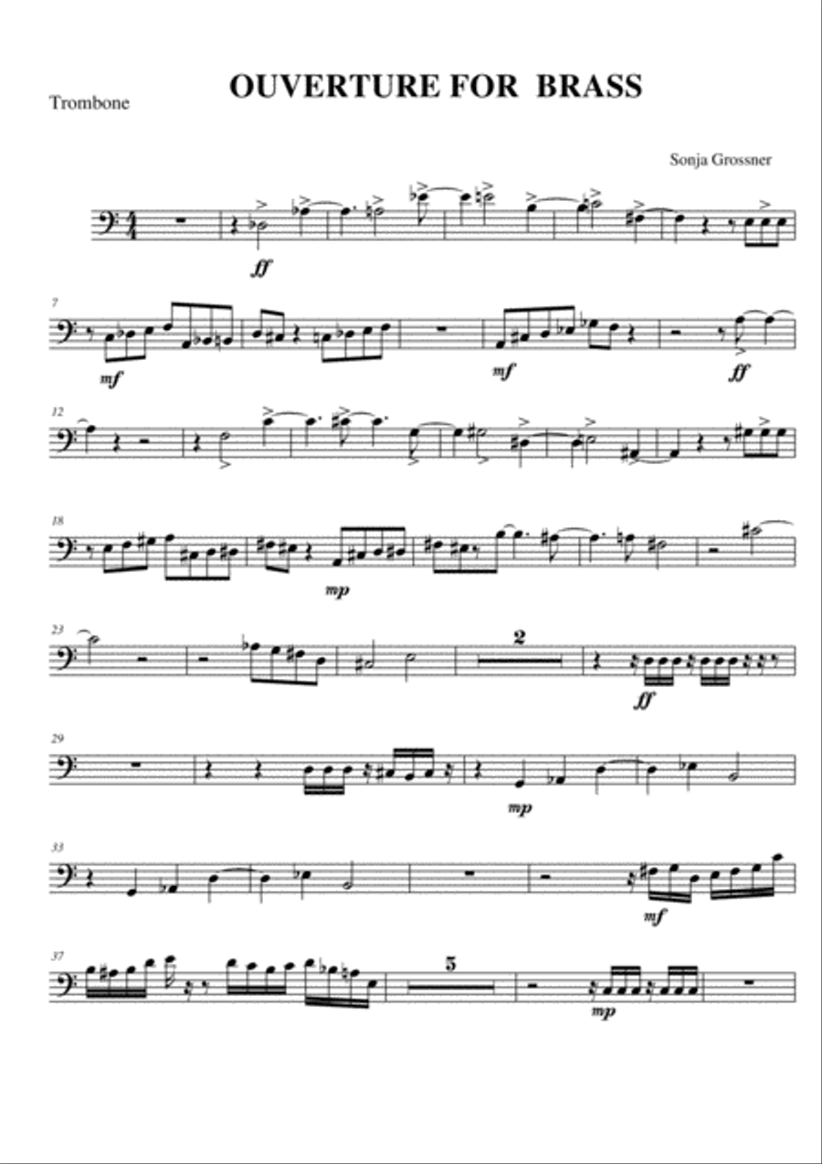 ouverture for brass,trombone part part Trombone Solo scores gallery preview page 1