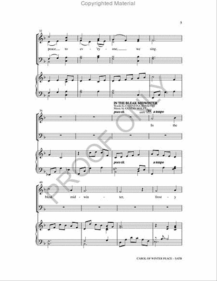 Carol Of Winter Peace 4-Part scores gallery preview page 5