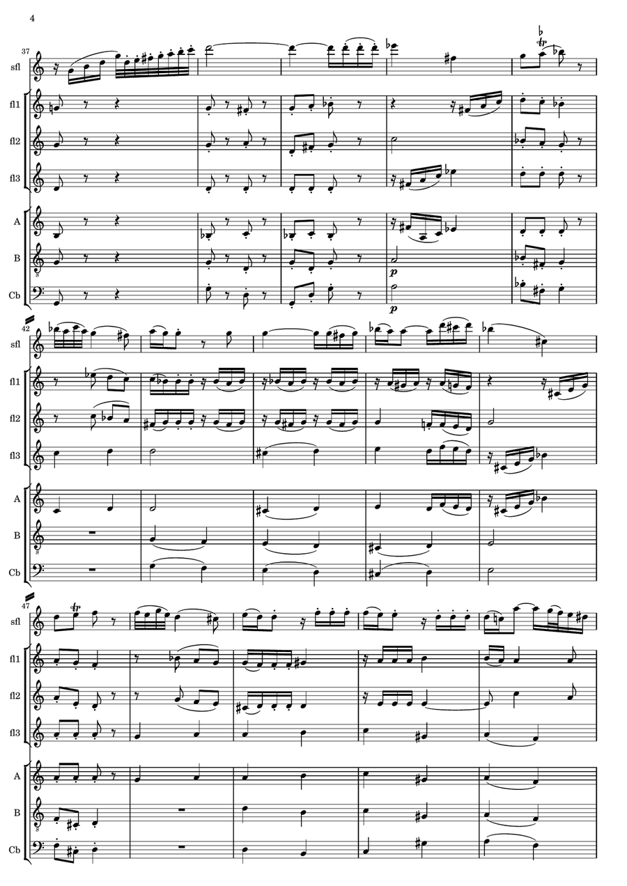 Mozart Andante in C KV 315 for solo flute and flute ensemble Flute Choir scores gallery preview page 4