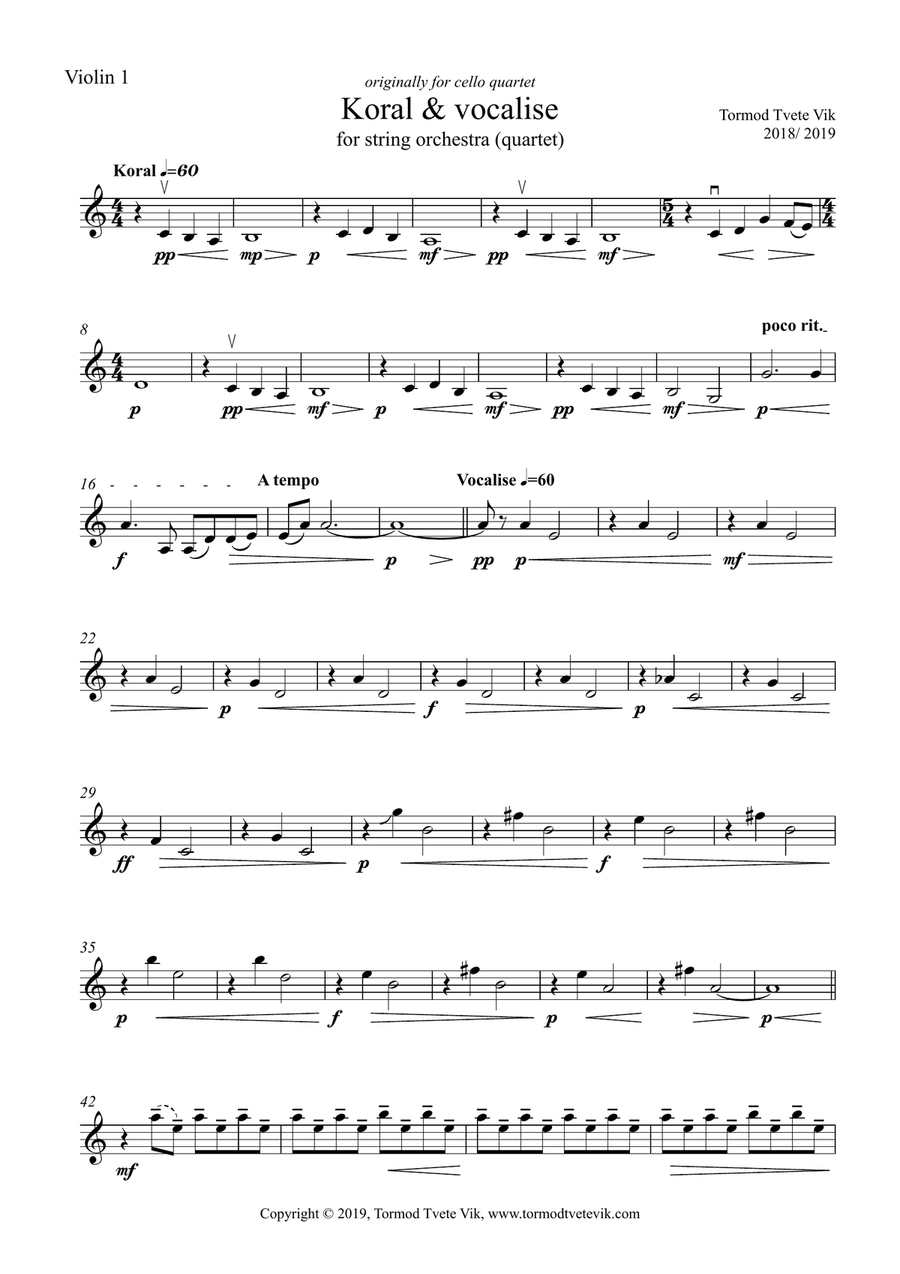 Koral & Vocalise for string orchestra or quartet String Orchestra scores gallery preview page 5