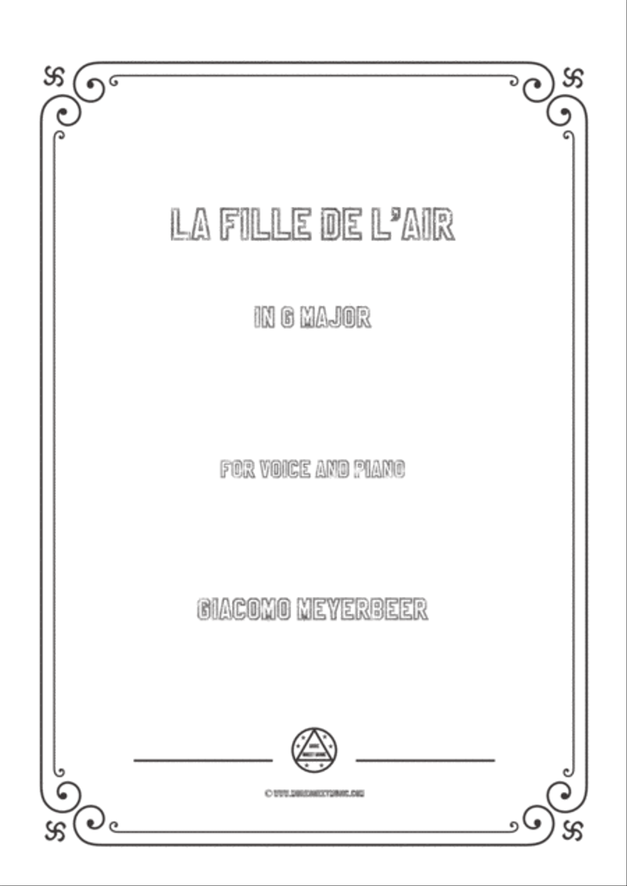 Meyerbeer-La fille de l'air in G Major,for Voice and Piano Voice Solo scores gallery preview page 1