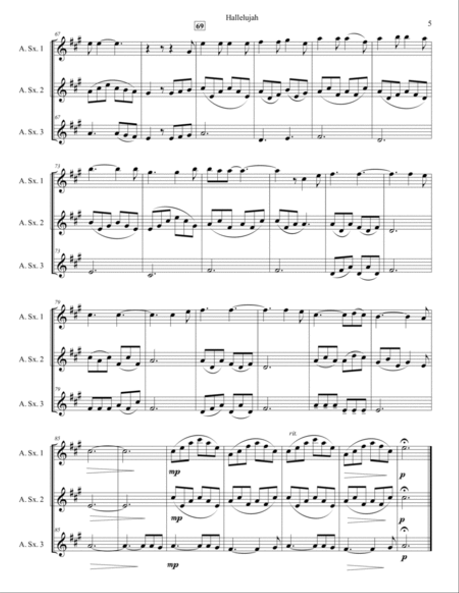 Hallelujah Woodwind Trio scores gallery preview page 5