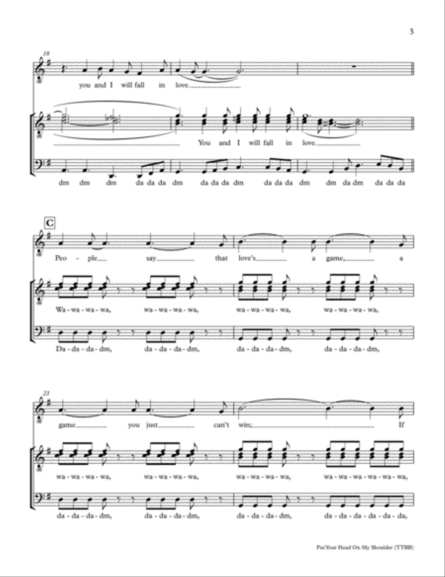 Put Your Head On My Shoulder TTBB scores gallery preview page 3