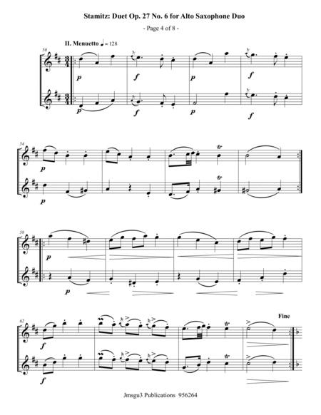 Stamitz: Duet Op. 27 No. 6 for Alto Saxophone Duo image number null