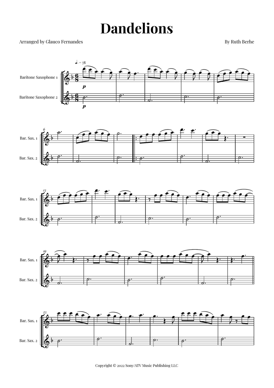 Dandelions Woodwind Duet scores gallery preview page 1
