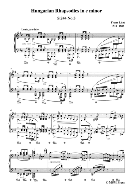 Liszt-Hungarian Rhapsodies,S.244 No.5 in e minor,for piano image number null