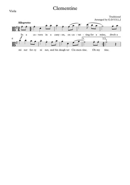 Clementine - Viola + Piano Accompaniment image number null