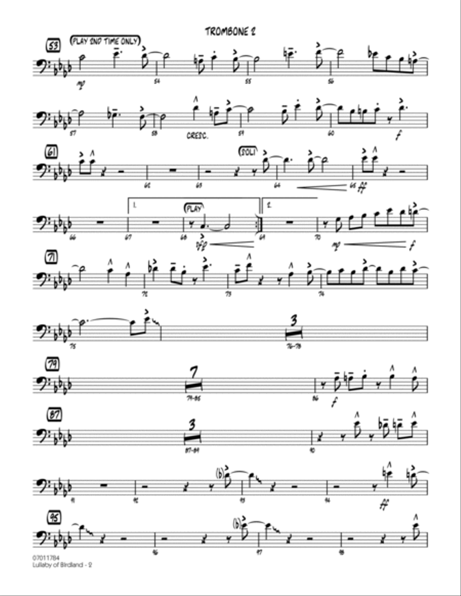 Lullaby Of Birdland - Trombone 2 Jazz Ensemble scores gallery preview page 2