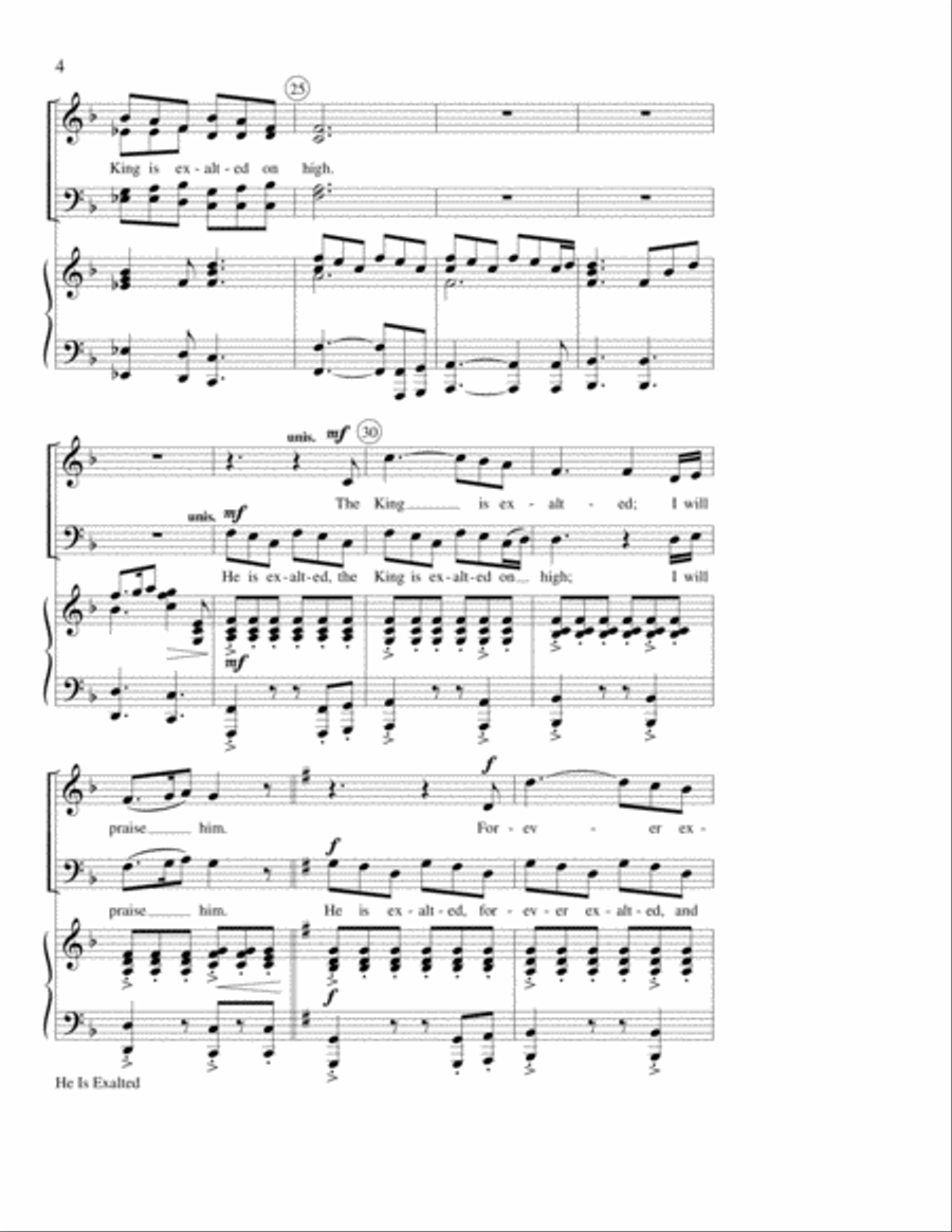 He Is Exalted 4-Part scores gallery preview page 4