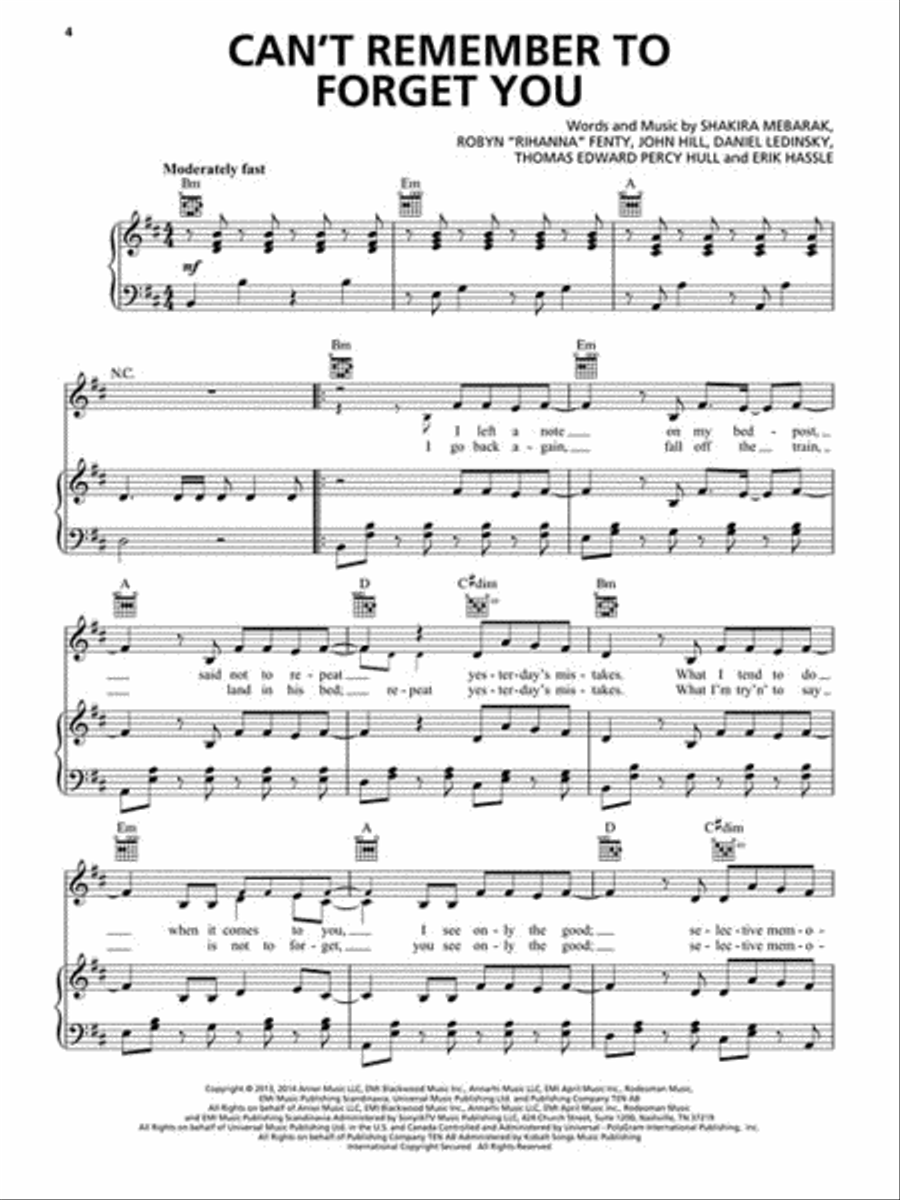Shakira Piano, Vocal, Guitar scores gallery preview page 3