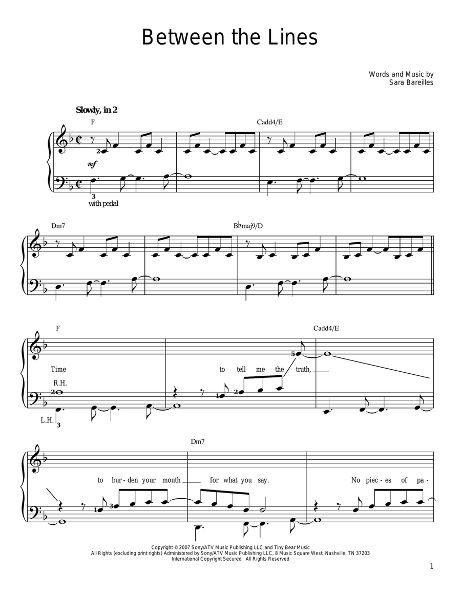 Between The Lines Easy Piano scores gallery preview page 1