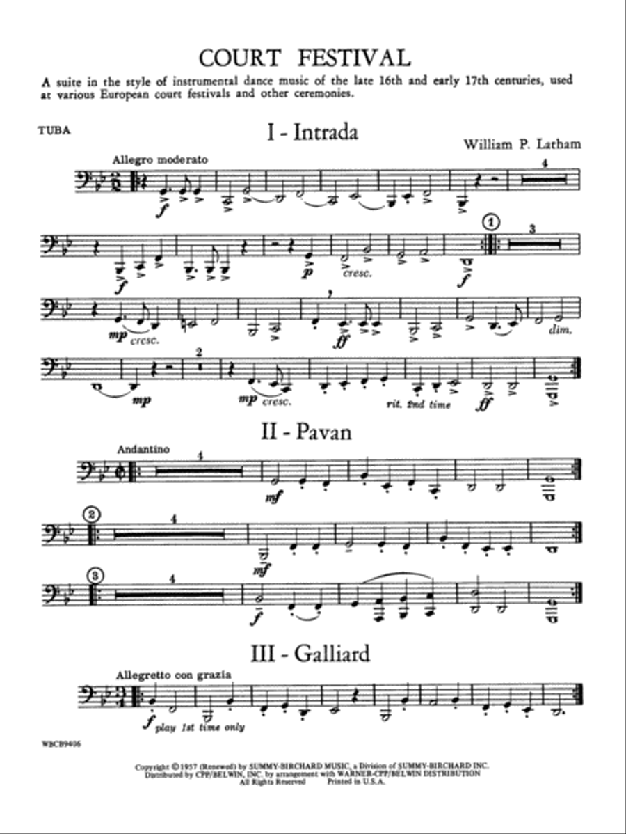 Court Festival (Suite for Concert Band): Tuba Concert Band scores gallery preview page 1