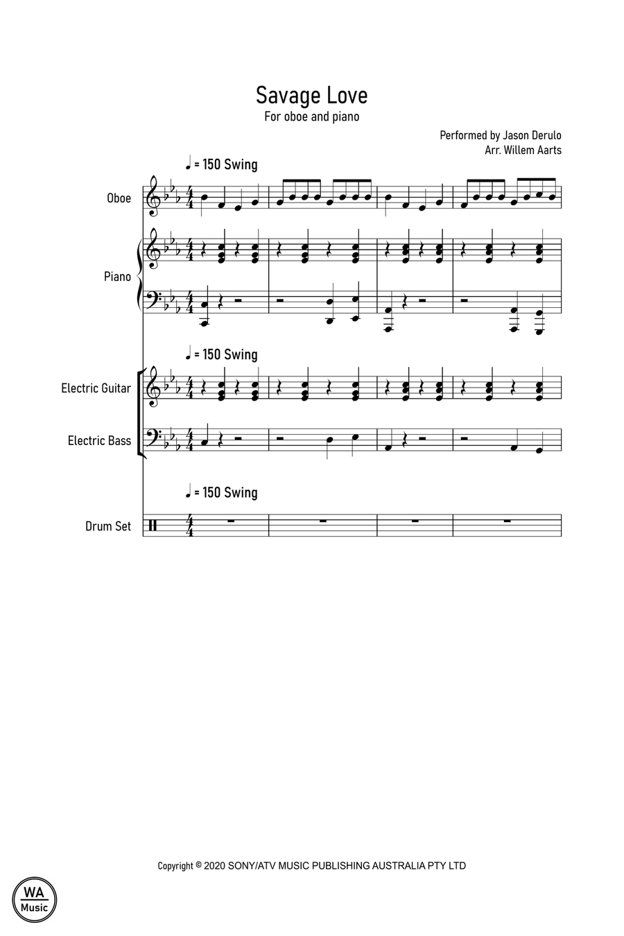 Savage Love Piano scores gallery preview page 1