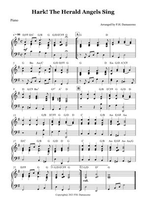 Hark! The Herald Angels Sing - Piano Solo with Chords. Christmas music
