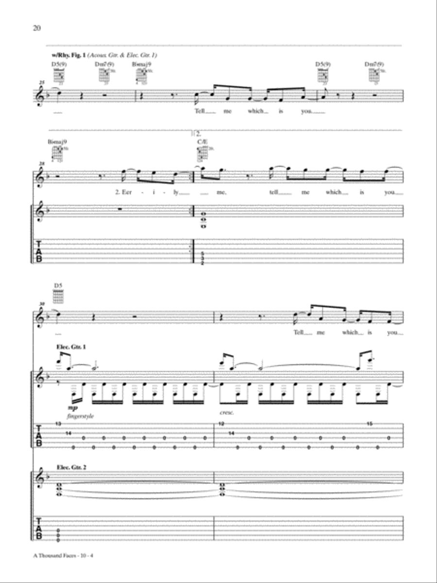 A Thousand Faces Guitar Tablature scores gallery preview page 4