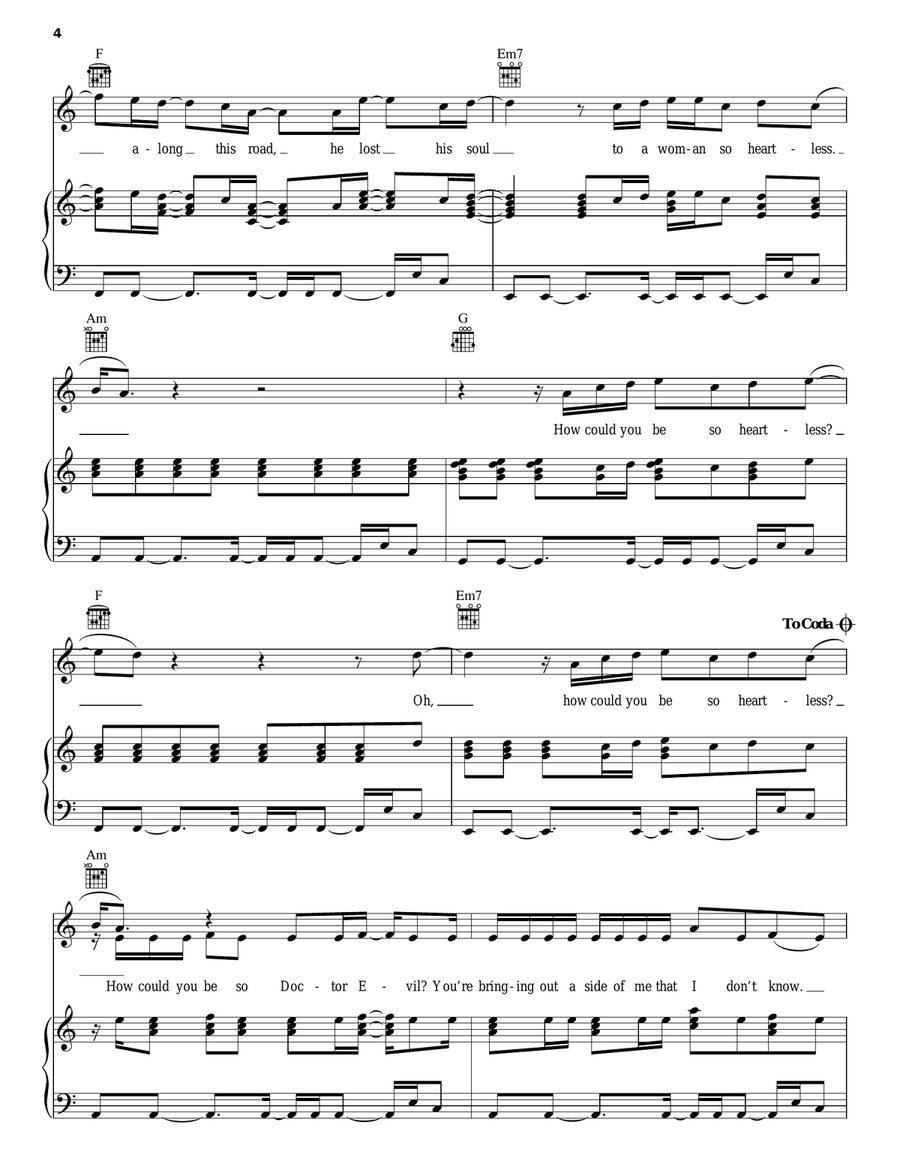 Heartless Piano, Vocal, Guitar scores gallery preview page 4