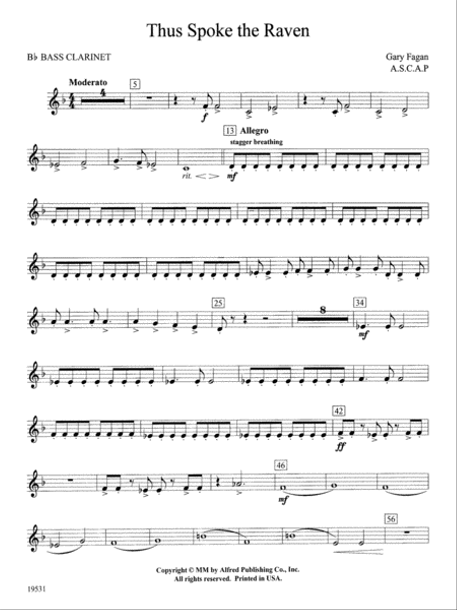 Thus Spoke the Raven: B-flat Bass Clarinet Concert Band scores gallery preview page 1