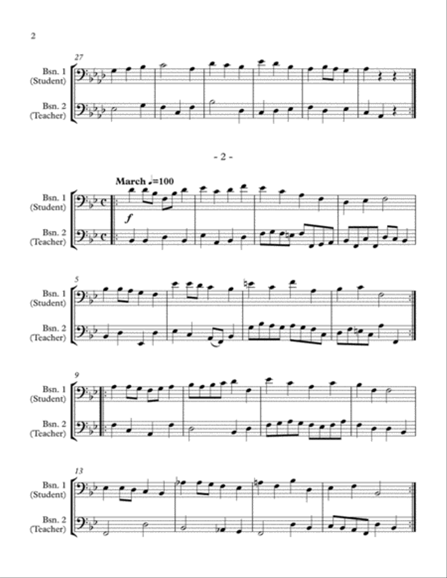 10 Little Duets for Teacher and Student (2 Bassoons) Woodwind Duet scores gallery preview page 2