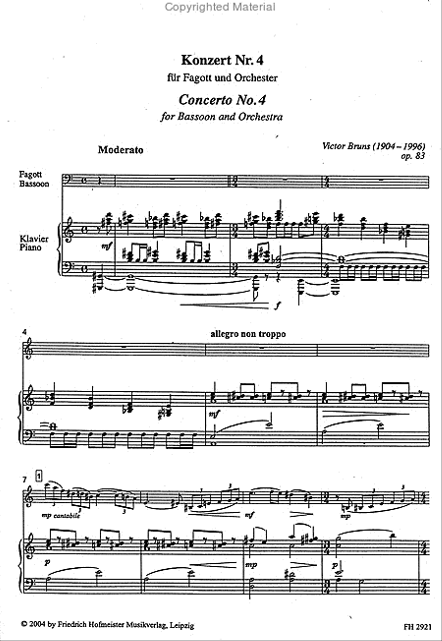 Konzert Nr. 4 für Fagott und Orchester / KlA Orchestra scores gallery preview page 2