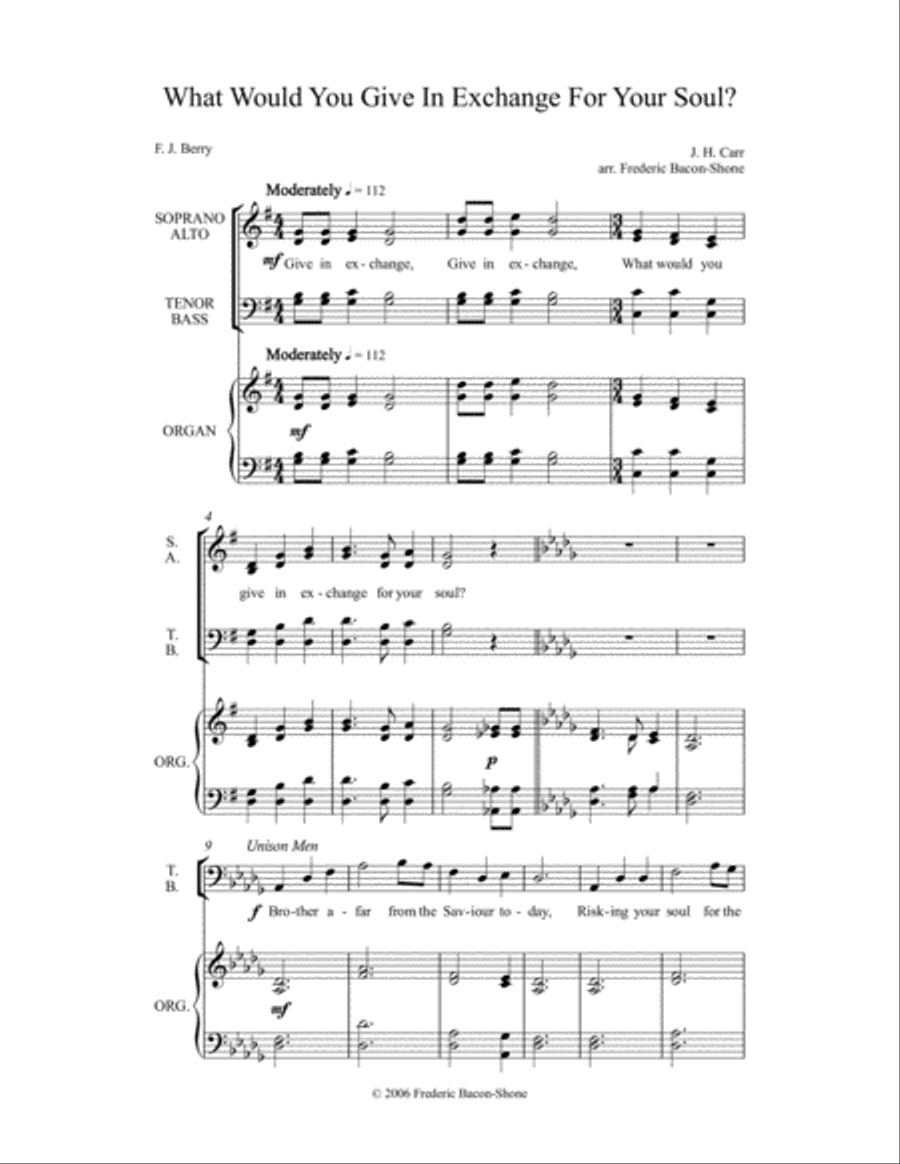 What Would You Give In Exchange For Your Soul? 4-Part scores gallery preview page 2
