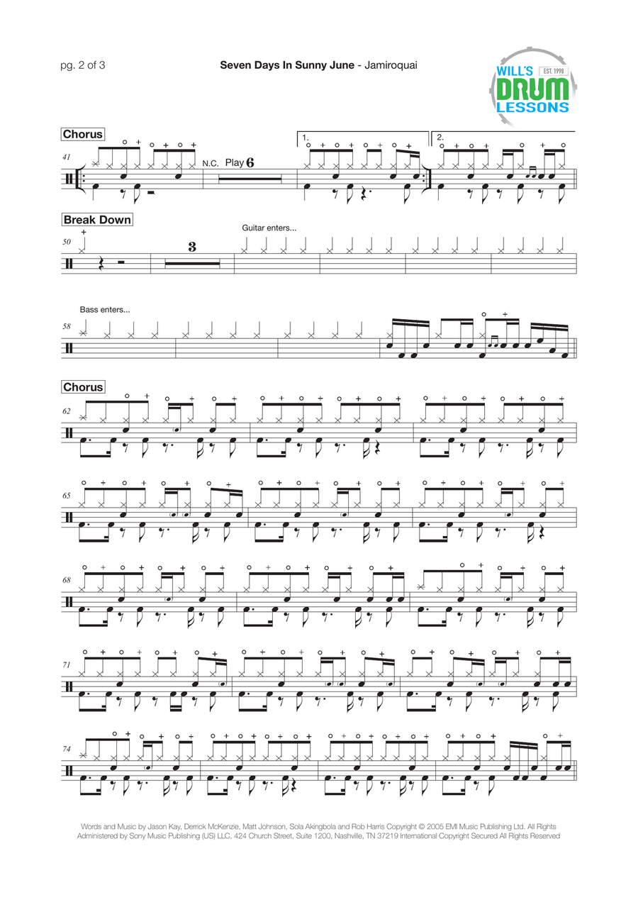 7 Sunny Days In June (Seven Days In Sunny June) Drum Set scores gallery preview page 2