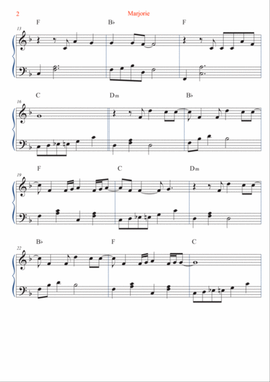 Marjorie Easy Piano scores gallery preview page 2