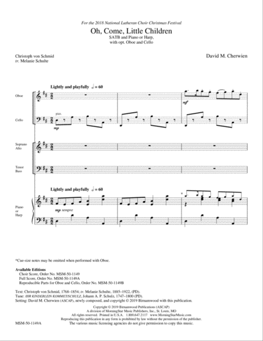 Oh, Come, Little Children Choir scores gallery preview page 3