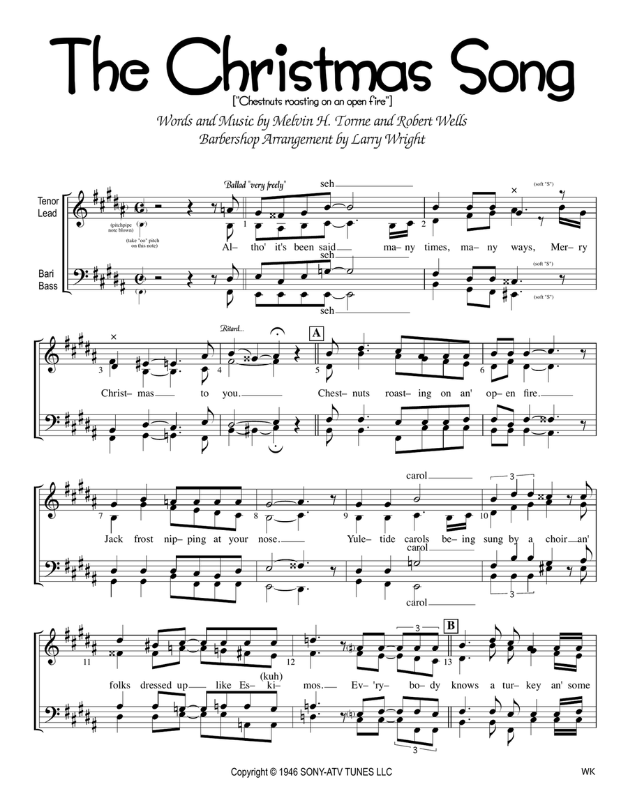 The Christmas Song (chestnuts Roasting On An Open Fire) SSAA scores gallery preview page 1