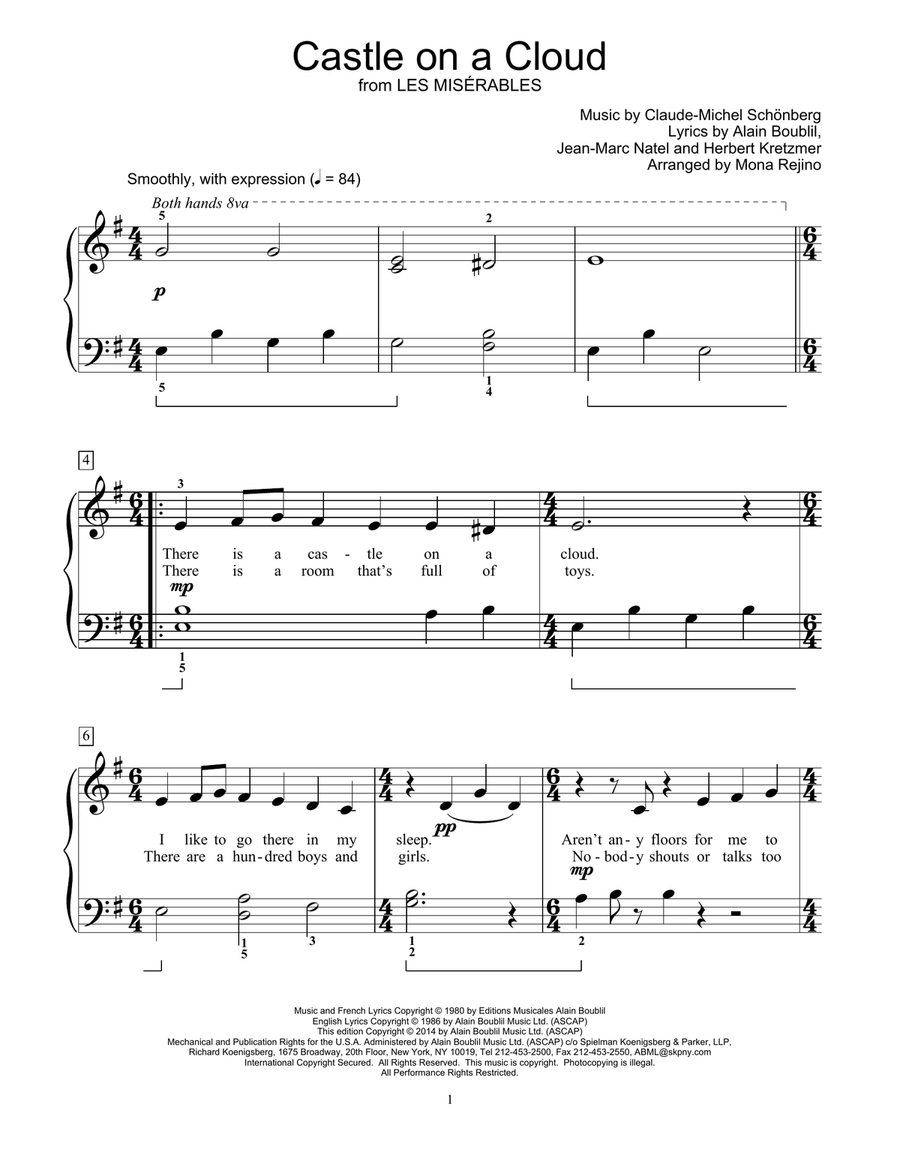 Castle On A Cloud Piano Method scores gallery preview page 1