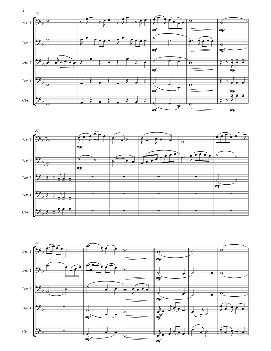 Colorful Clouds Chasing the Moon - Chinese traditional song for Bassoon Quartet Woodwind Quartet scores gallery preview page 3