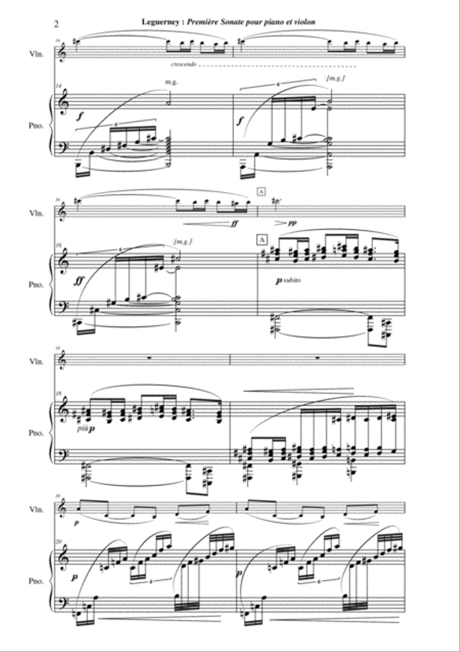 Jacques Leguerney: Première Sonate for piano and violin Violin Solo scores gallery preview page 6