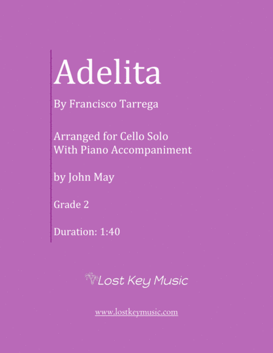 Adelita-Cello Solo (Optional Piano Accompaniment) image number null