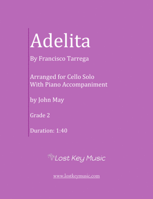 Adelita-Cello Solo (Optional Piano Accompaniment)