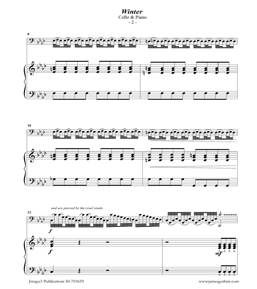 Vivaldi: Winter from the Four Seasons for Cello & PIano image number null