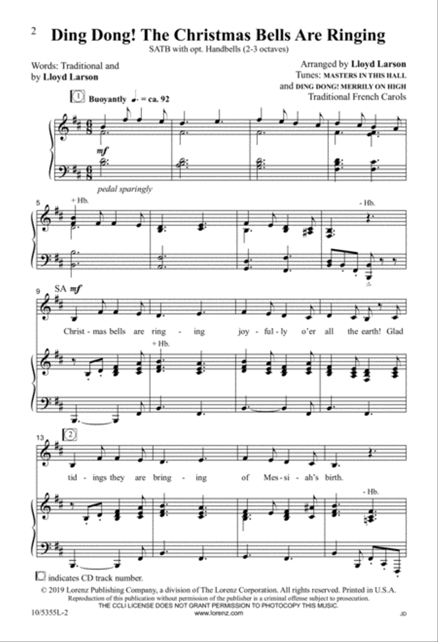 Ding Dong! The Christmas Bells Are Ringing 4-Part scores gallery preview page 2