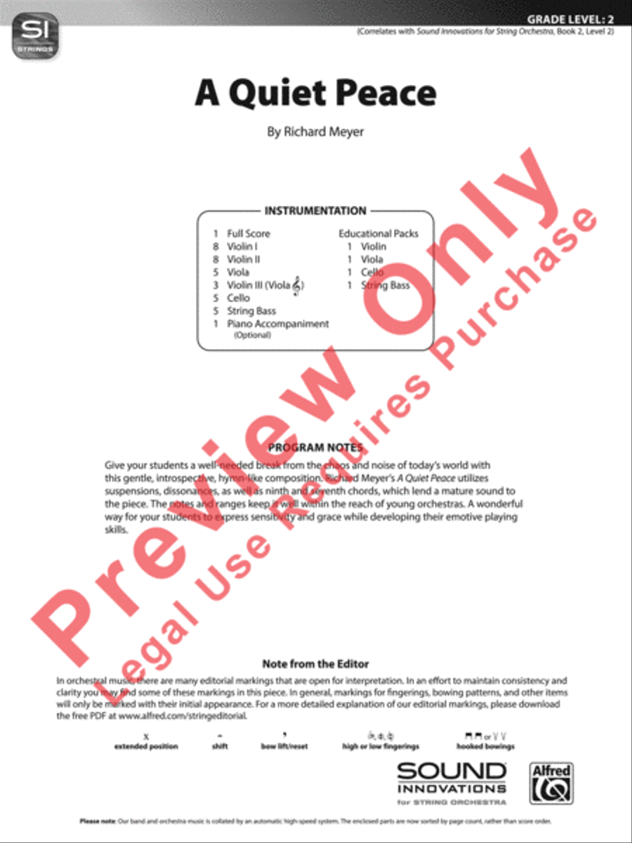 A Quiet Peace String Orchestra scores gallery preview page 2
