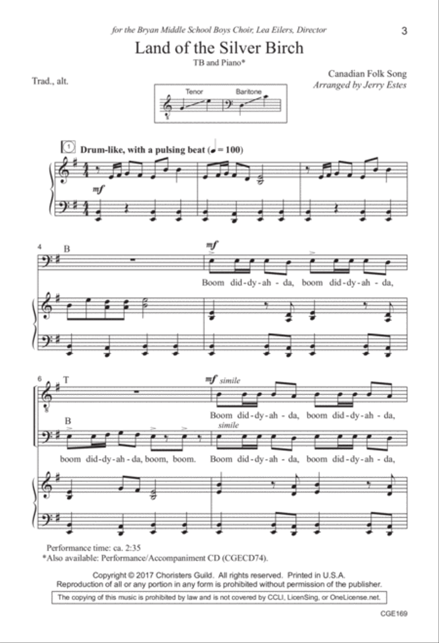 Land of the Silver Birch, TB TTBB scores gallery preview page 2
