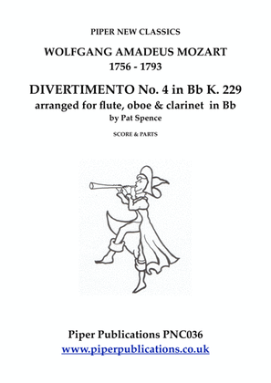 Book cover for MOZART DIVERTIMENTO No. 4 in Bb K.229