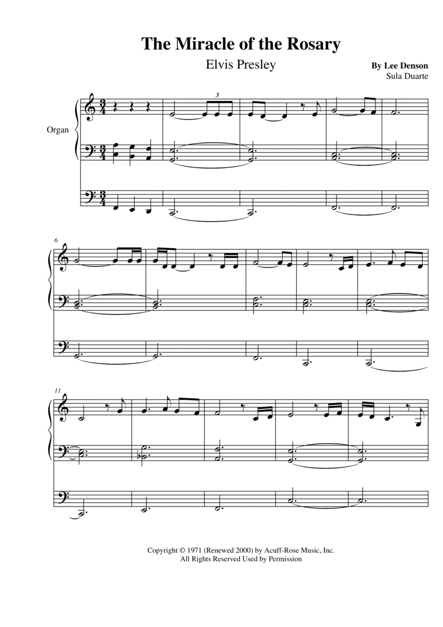 The Miracle Of The Rosary Organ Solo scores gallery preview page 1