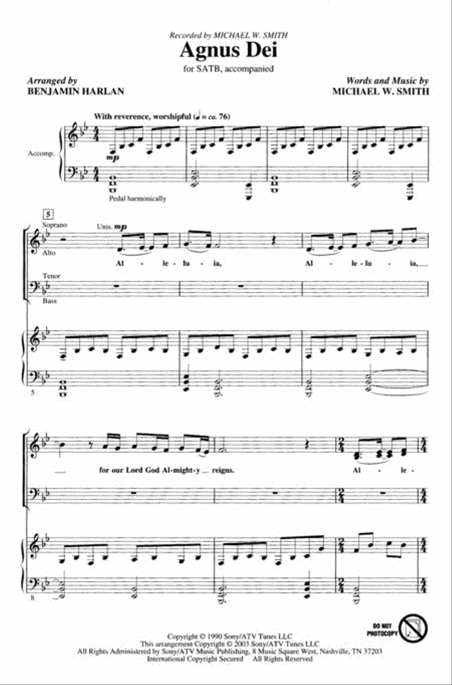 Agnus Dei: Music of Inner Harmony 4-Part scores gallery preview page 2