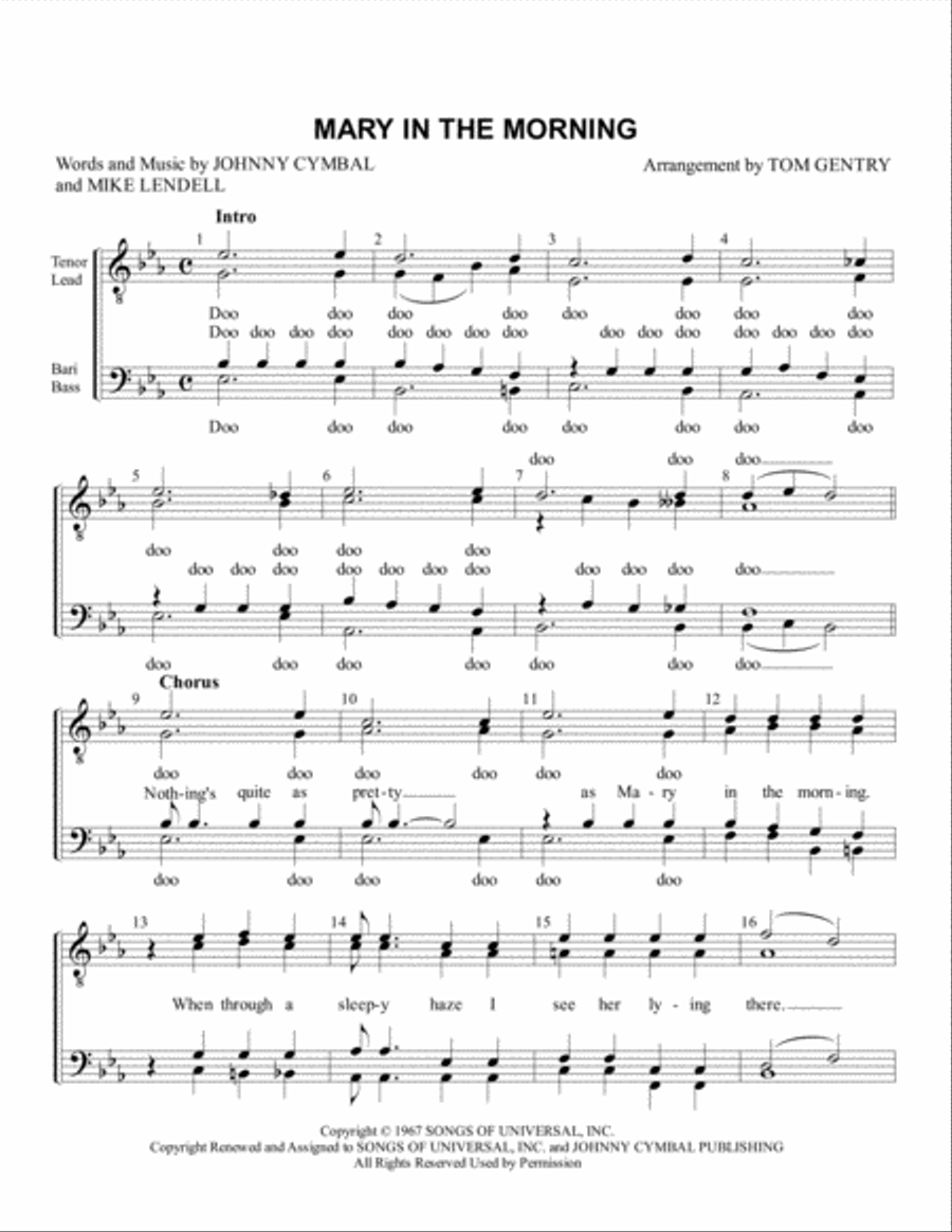 Mary In The Morning TTBB scores gallery preview page 1