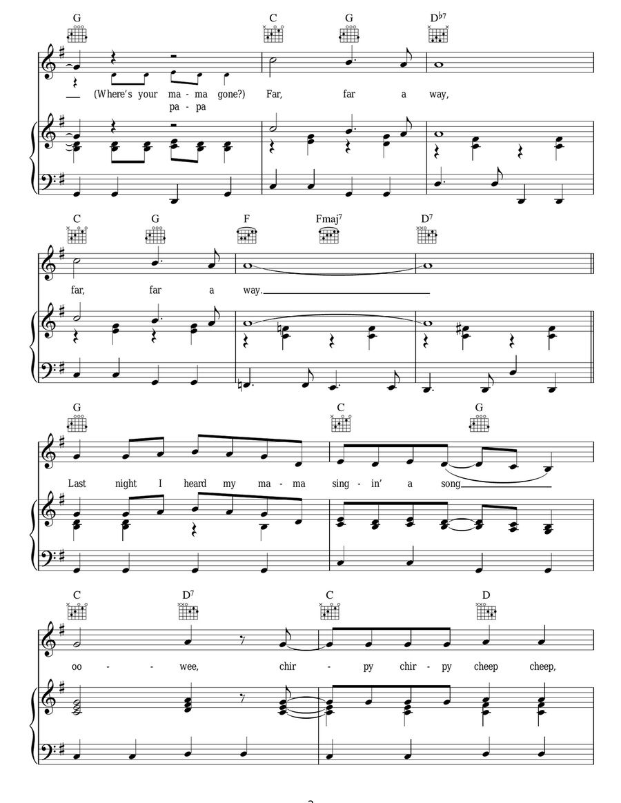 Chirpy Chirpy Cheep Cheep Acoustic Guitar scores gallery preview page 2