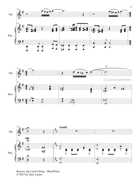 REJOICE, THE LORD IS KING (Duet – Oboe and Piano/Score and Parts) image number null