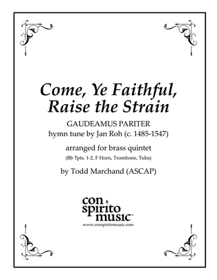 Book cover for Come, Ye Faithful, Raise the Strain - brass quintet