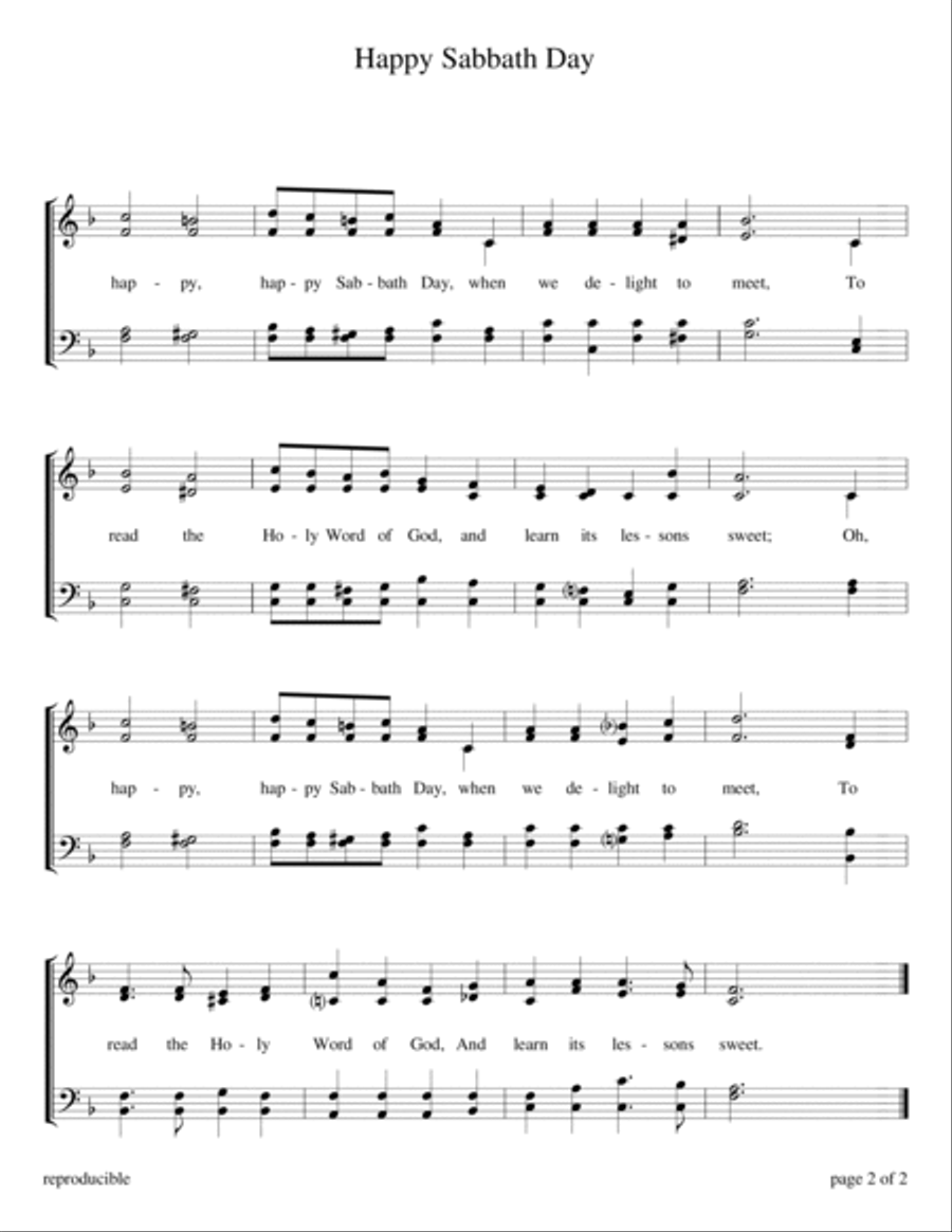 Happy Sabbath Day (Sabbath Celebration) High Voice scores gallery preview page 2
