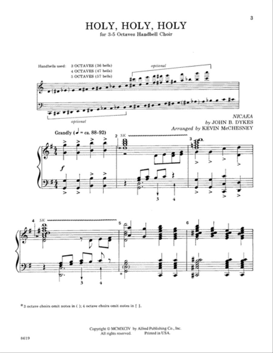 Holy, Holy, Holy Handbell Choir scores gallery preview page 3