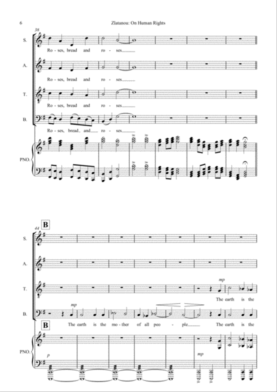 ON HUMAN RIGHTS (1) for SATB choir and Piano 4-Part scores gallery preview page 6