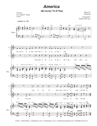 America (My Country, 'Tis of Thee) (2-part choir - (Soprano and Tenor)