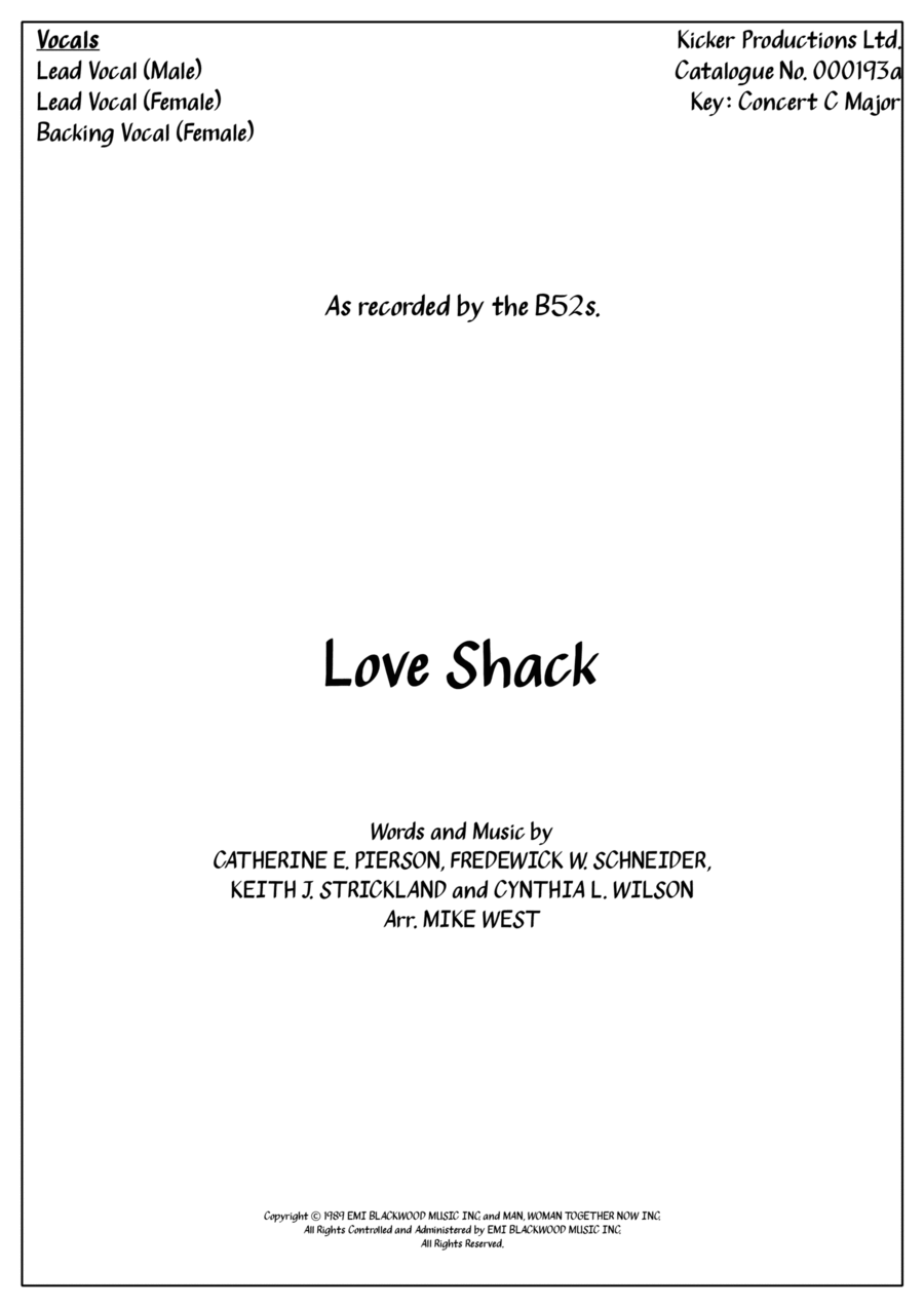 Love Shack Piano scores gallery preview page 1