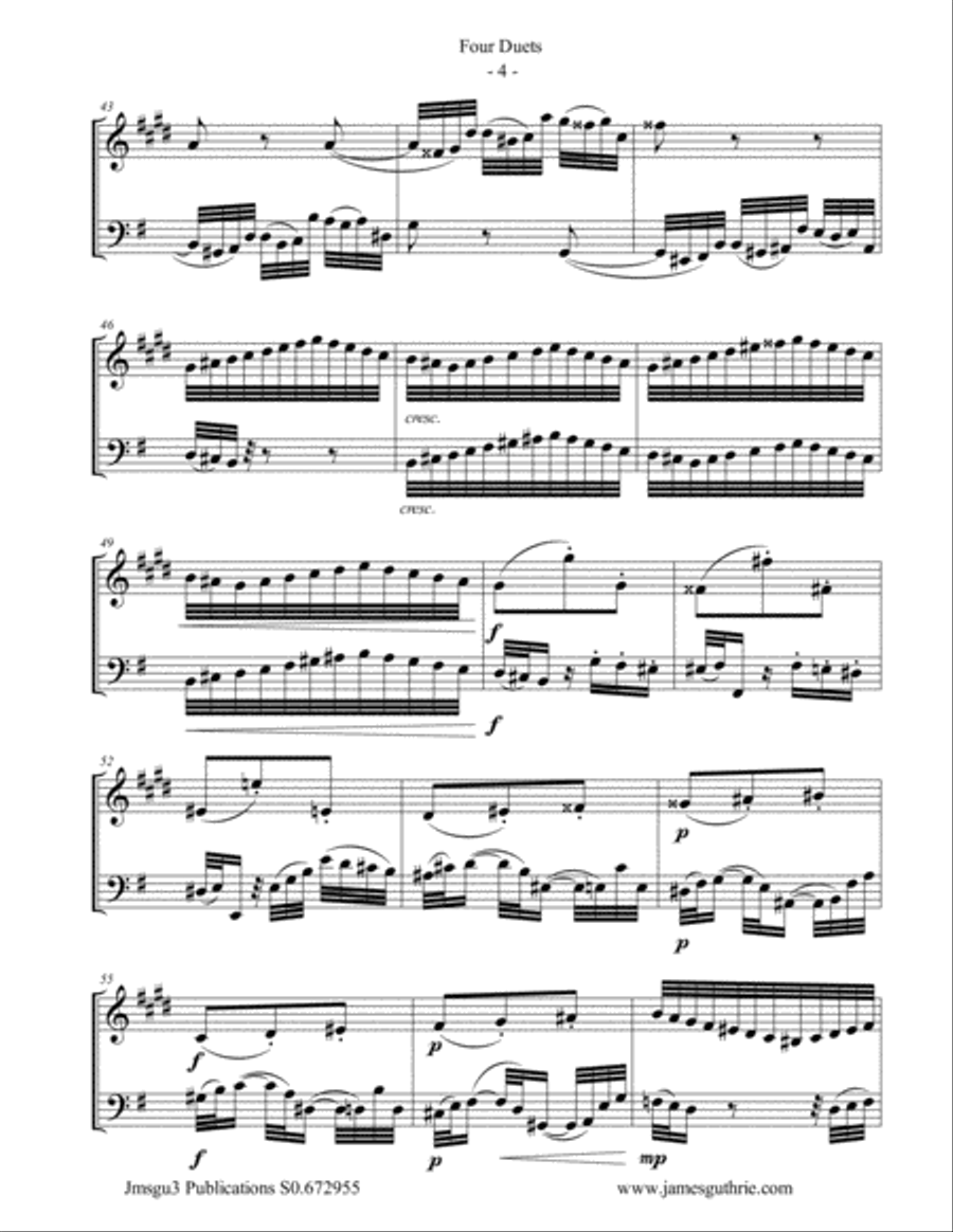 Bach: Four Duets for Alto Clarinet & Cello E-Flat Clarinet scores gallery preview page 4